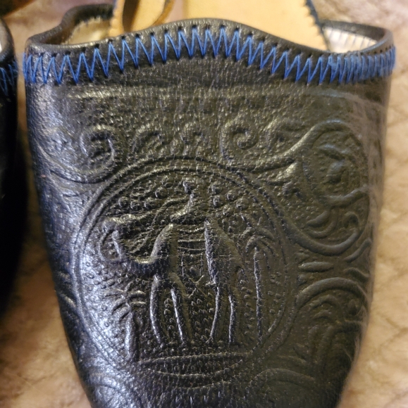 Embellished Leather Moroccan Flats with Tie-Back - Picture 5 of 8